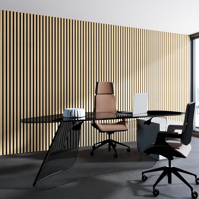 Art3d 2 Pack 94.5 x 24 inch Wood Slat Acoustic Panels for Wall & Ceiling - 31 sq.ft 3D Fluted Sound Absorbing Panel with Wood Finish, Oak - Image 7