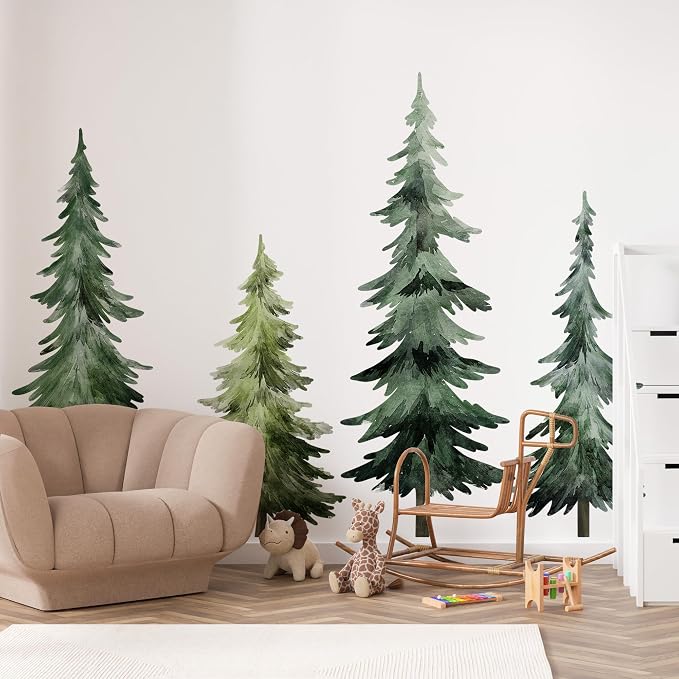Large Pine Trees Wall Decal, Peel and Stick Nursery Forest Decals Mural, Wilderness Wall Art Stickers for Kids, Boys and Girls Room, Bedroom & Toddler Room Decor (Woodland Trees Wall Decal 68) - Image 5