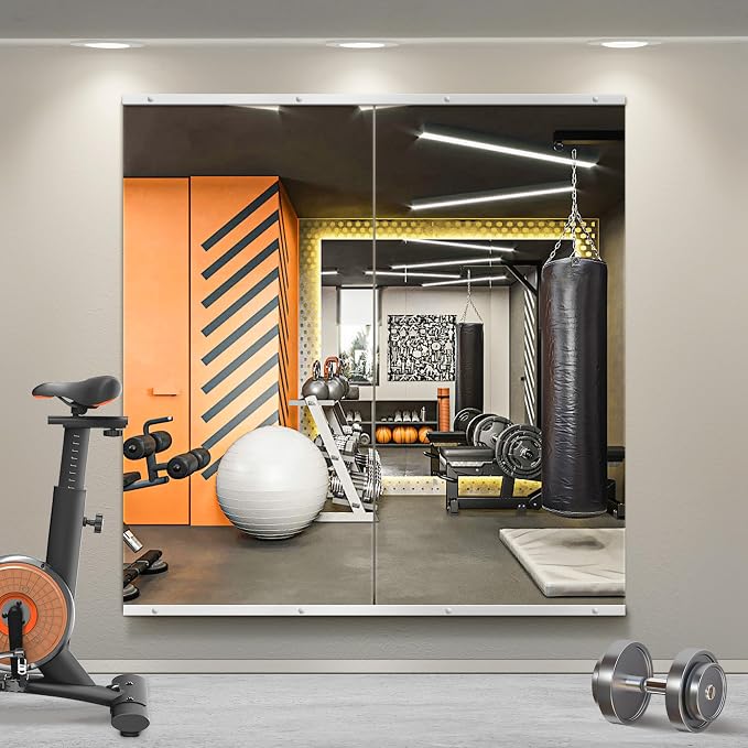 Home Gym Mirror for Wall, 50x25x2PCS Frameless Full Length Mirror, Silver by TRAHOME
