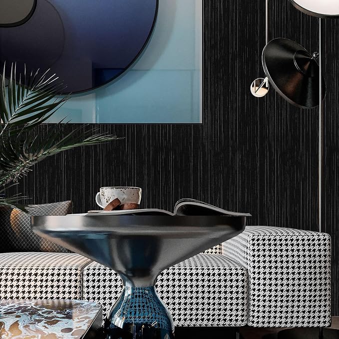 Black Grasscloth Peel and Stick Wallpaper - 15.7"x120" Vintage Texture Removable Waterproof Wall Paper for Room Walls, Cabinets, Furniture, Drawers, Desk - Image 7