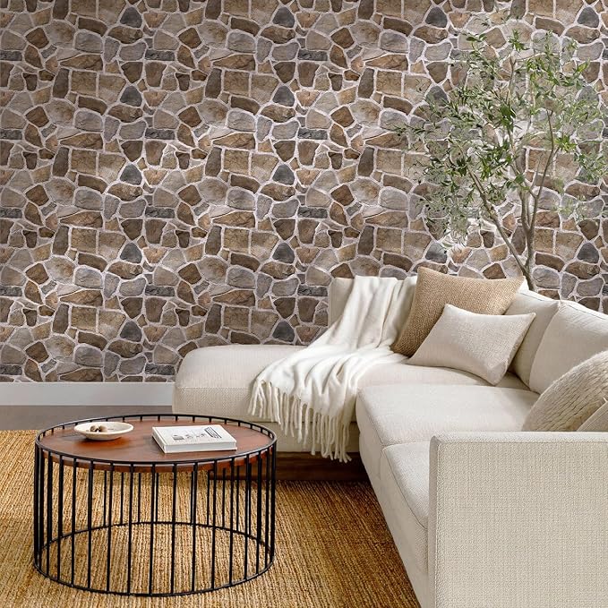 Commomy Faux Stone Peel and Stick 3D Wall Panels 10 Pcs 11.8" x 11.8" | Ultralight Thin PVC Printable Faux Rock Wall Covering Decorative Tiles for Living Room,Fireplace(Covers 22.8 sq.ft) - Image 2
