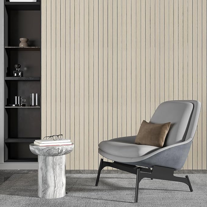 CHIHUT Ash Oak 3D Soundproof Wood Panels for Interior Wall Decor Kitchen Island 12"x79" Flexible Foam Wood Slat Wall Paneling Roll Self Adhesive Decorative Textured Ceiling Wallpaper for Bedroom - Image 6