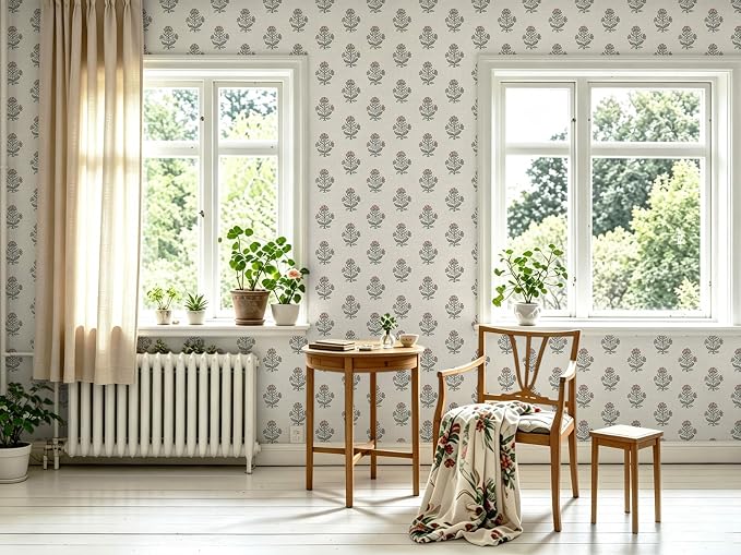 Heroad Pink Floral Wallpaper Cottage Peel and Stick Wallpaper 17.3''x393'' Faux Linen Texture Contact Paper for Cabinets Removable Self-Adhesive Wall Paper for Bedroom Kitchen Renter Friendly Vinyl - Image 6