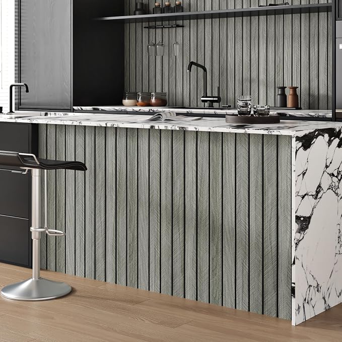 Grey Wood Wall Slat Panels Peel and Stick 3D Textured Fluted Wood Panels for Interior Wall Decor Self Adhesive Acoustic Wooden Paneling Sticker for Bedroom Studio TV Backgroud 23.6" x 118" - Image 4