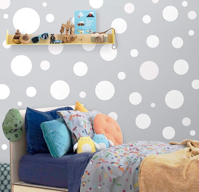 Polka Dot Wall Decals (63) Girls Room Wall Decor Stickers, Wall Dots, Vinyl Circle Peel & Stick DIY Bedroom, Playroom, Kids Room, Baby Nursery Toddler to Teen Bedroom Decoration (White) - Image 2