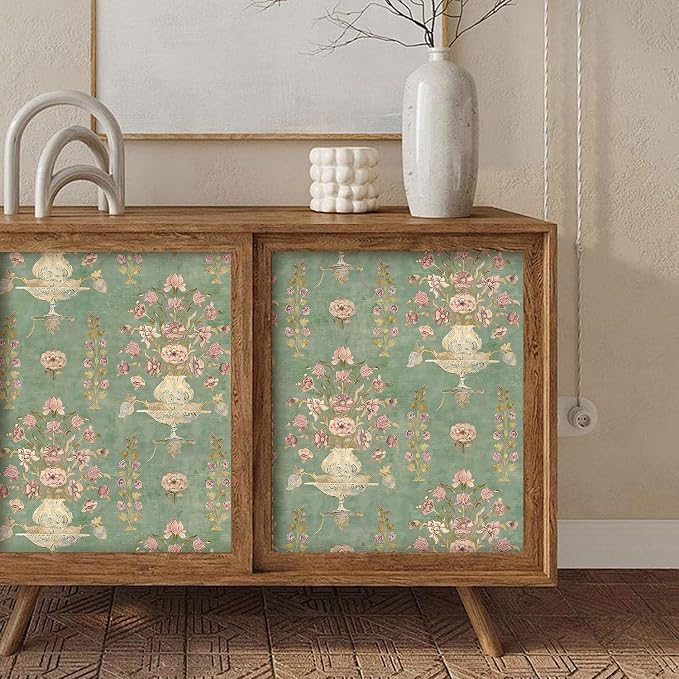 Orainege Floral Wallpaper Peel and Stick Wallpaper Modern Contact Paper | 17.3in x 118.1in Self Adhesive Wall Paper for Bedroom Bathroom Shelf Liner Decor Removable - Image 6
