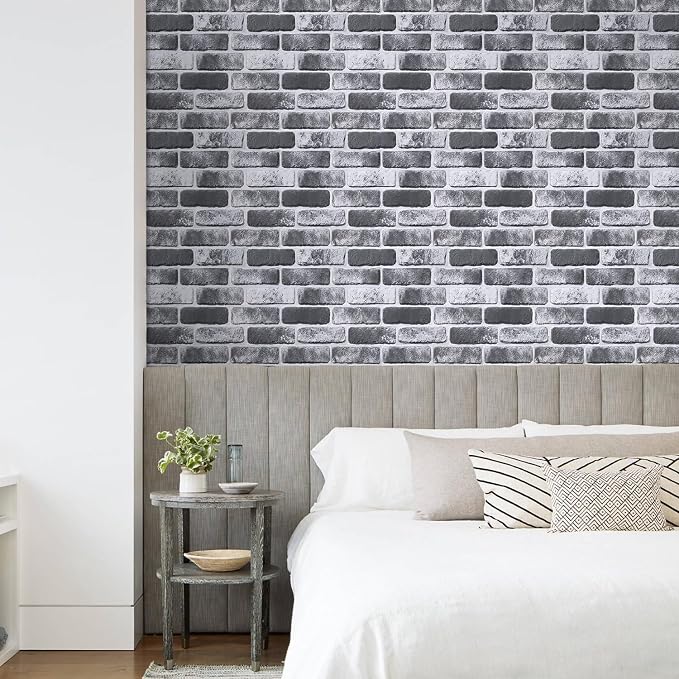 COMSTICKC 3D Faux Brick Wall Panels Peel and Stick, 10 Pcs 11.8" x 11.8" | Gray, Not Real Brick, Small Size, Thin PVC Brick Wall Sticker Covering Wallpaper for Quick Wall Upgrades, Cover 9.7 sq ft - Image 7