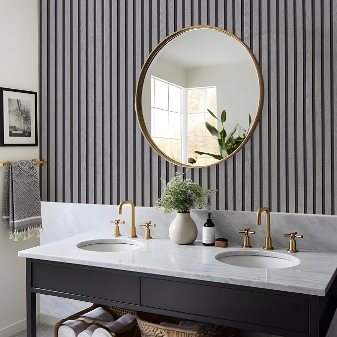 myforHD Wallpaper Peel and Stick Wood Grating Stripe Self-Adhesive Wallpaper Faux Wood Contact Paper Wood Slats Self Adhesive Wall Paper PVC Vinyl Film Removable Waterproof 17.3" x 118" - Image 5