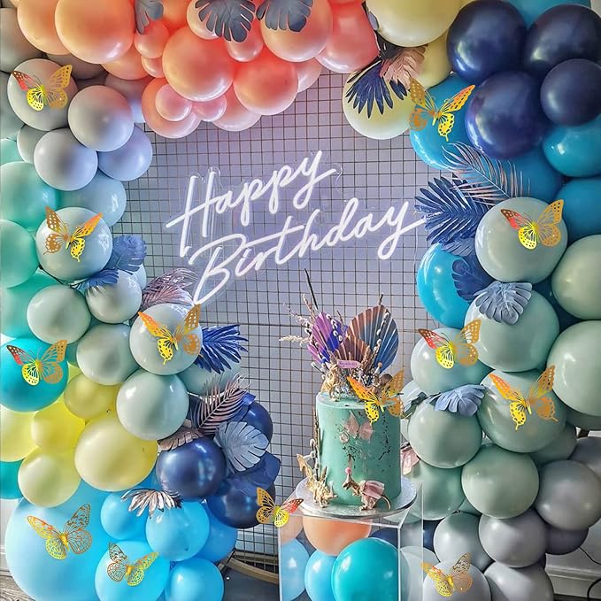 SAOROPEB 3D Butterfly Wall Decor 48 Pcs Laser Gold Butterfly Decorations | 4 Styles 3 Sizes, Birthday Decorations Butterfly Party Decorations&Butterfly Cake Decorations-Removable Gold Butterfly - Image 3