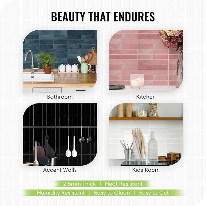 Select 5 Pack Peel and Stick Backsplash Square Tiles, 12x12 in, Stone White | Extra Thick 3D Wall Panels, Heat & Water Resistant, Easy DIY Kitchen, Bathroom, Laundry, Fireplace & Rental Home Wall Décor - Image 3
