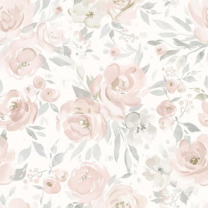 Heroad Peel and Stick Wallpaper Floral Wallpaper Pink Flower Contact Paper Rose Removable Self-Adhesive Wall Paper for Cabinets Bedroom Bathroom Stick on Walls Papel Tapiz para Pared 17.3''x78.7'' by HeroadBrand