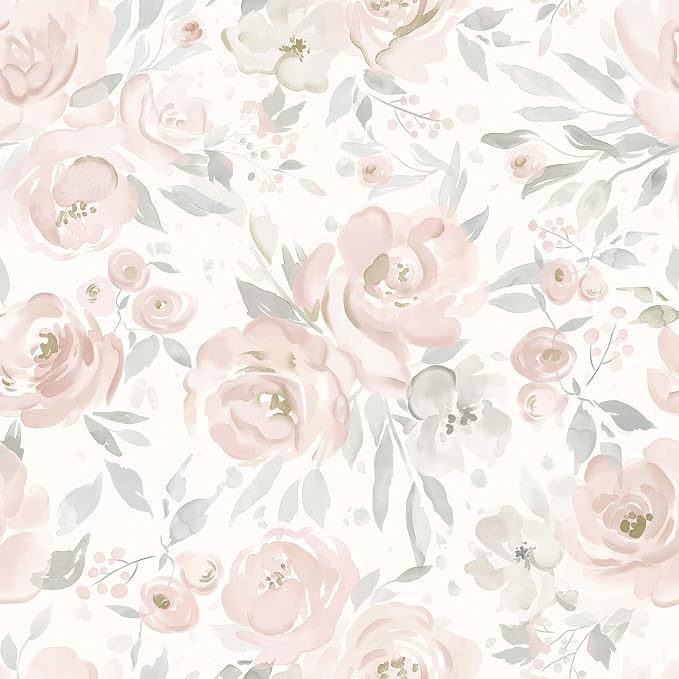 Heroad Peel and Stick Wallpaper Floral Wallpaper Pink Flower Contact Paper 17.3''x196'' Rose Removable Self-Adhesive Wall Paper for Cabinets Bedroom Bathroom Stick on Walls Papel Tapiz para Pared by HeroadBrand