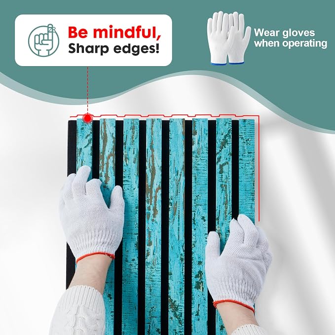 Wood Slat Acoustic Panels, 1-Piece 94.5"x12.6" Acoustic Wall Panels | Soundproof Wood Slat Wall Panels for Home Decor, Living Room, Bedroom, Office, Weathered Turquoise - Image 7