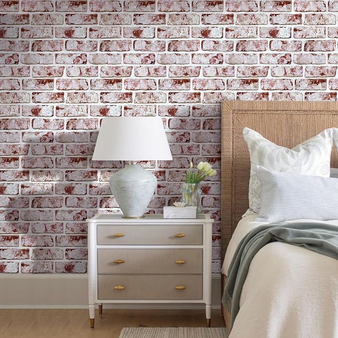 Commomy Faux Brick Wall Panels Peel and Stick Thin PVC 10 Pcs 11.8" x 11.8" | Small Size Thin PVC Fake 3D Brick Wallpaper for Kitchen,Fireplace,Home Office,Wall Covering Decor(Covers 9.7 sq.ft) - Image 7
