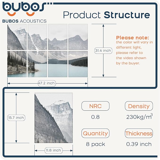 BUBOS 8 Pcs Art Acoustic Wall Panel,47.2”x31.4”Self Adhesive for Home Decor | Peel and Stick, for Home Office, Studio & Wall Decor Sound Treatment, Wall Panels for Noise Reduction & Stylish Room - Image 2
