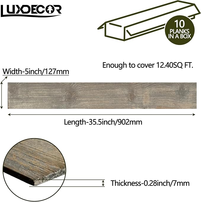 Real Wood Wall Planks-5" White Shiplap Panel Peel and Stick 10Pack 12.5SqFt | 5in wide solid wood shiplap planks-easy DIY wall shiplap panels Perfect for accent wall,backsplash,bedroom, living room - Image 3