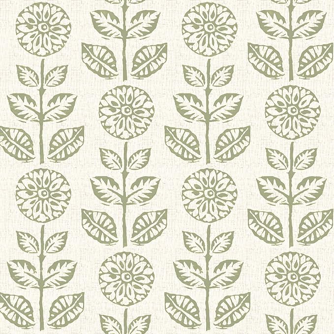 Wudnaye Floral Wallpaper Peel and Stick Boho Contact Paper 17.7in×393.7in | Vintage Floral Peel and Stick Wallpaper Boho Self Adhesive Wall Paper Beige Green Waterproof Removable Wallpaper for Bathroom by Wudnaye