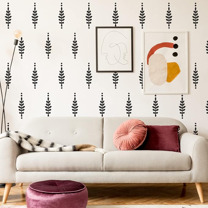 Black Floral Leaves Wall Decal, Modern Boho Flower Wall Art Decor | Matte vinyl, easy to apply for living room, bedroom, office. Stunning painted look for a minimalist botanical accent wall. - Image 4