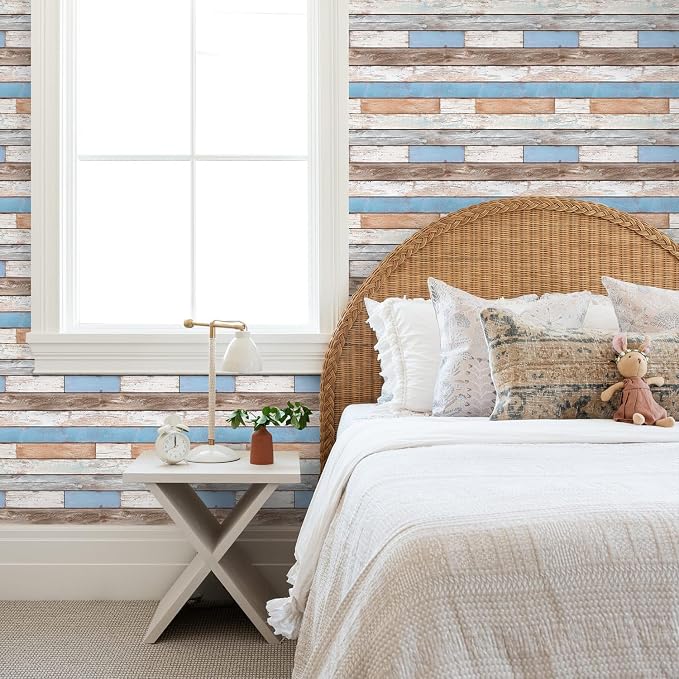Commomy Faux Wood 3D Wall Sticker Peel and Stick Tiles 10 Pcs 11.8" x 11.8" | Ultralight Thin PVC Wood Grain Wallpaper Tiles for Quick DIY Wall Paneling Decor(9.7sq.ft) - Image 7