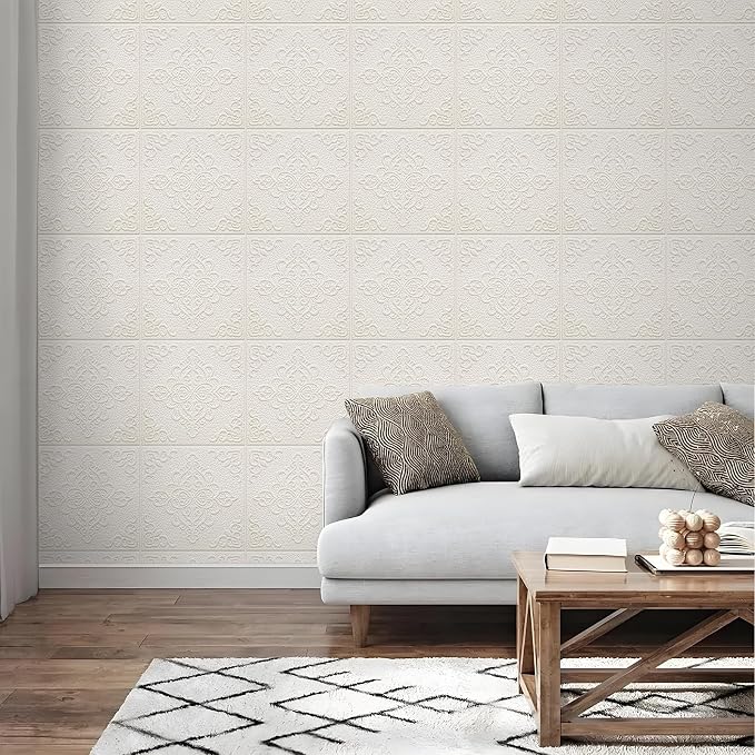 Peel and Stick Ceiling Tiles, Ceiling Tiles Foam 16 Pcs 3D Wall Panels | Covered 21 Sq.Ft, Easy to Install and Cut for Ceil & Interior Wall Decor, Symmetra Bloom Pattern (13.8 x 13.8 inch) - Image 3