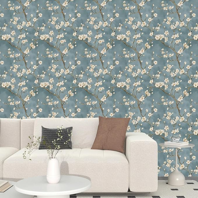 Laatse Vintage Blue White Floral Wallpaper Peel and Stick 17.5''x118'' | Self Adhesive/Removable/Waterproof/Thick Vinyl Contact Paper for Bathroom Bedroom Shelf Cabinet Drawer,Prepasted,Easy Peel - Image 8