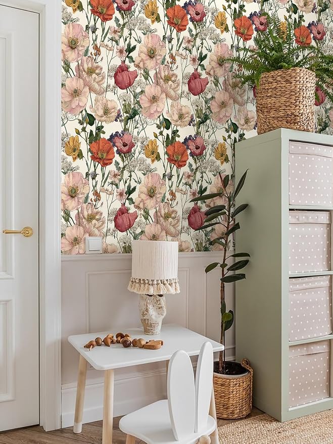 Orainege Floral Wallpaper Peel and Stick Vintage Floral Contact Paper | Green Leaf Contact Paper - Image 8