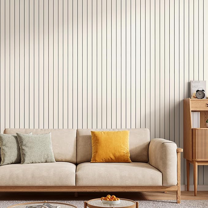 Chejiaye Peel and Stick 3D Wall Panel -23.6"x118"Soundproof Self-Adhesive Wall Sticker, Removable Thick PVC Slat Contact Paper for Kitchen Bedroom,Ceiling Wall Decoration Wood Grain (Light White) - Image 3
