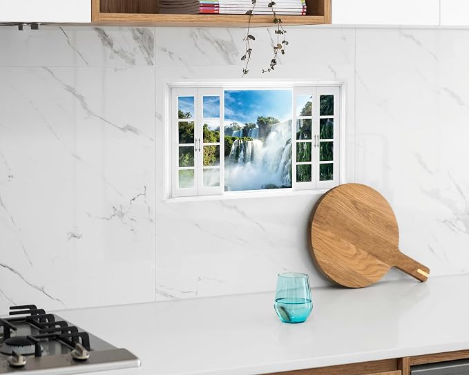 FLFK Fake Window Wall Decal - Nature Scene Waterfall Peel and Stick Mural, 24 x 16 inches - Image 6