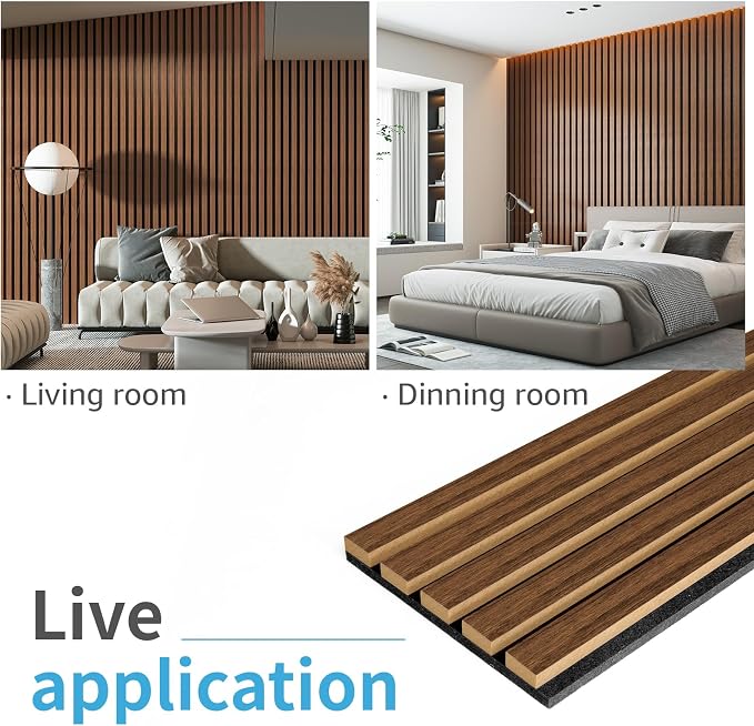 Art3d 4-Pack 94.5 x 7.9 inch Acoustic Wood Slat Wall Panels for Interior Decor, 3D Fluted Sound Absorbing Wood Paneling for Accent Wall Ceiling Kitchen Living Room Bedroom Office, Dark Walnut - Image 3