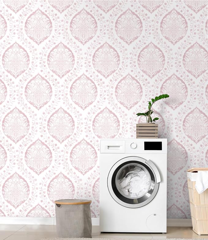 CiCiwind 393.7"×17.3" Boho Peel and Stick Wallpaper Pink Floral Wallpaper Removable Self Adhesive Eco-Friendly Contact Paper Modern for Bathroom Bedroom Farmhouse Eco-Friendly Vinyl Wall Paper - Image 3
