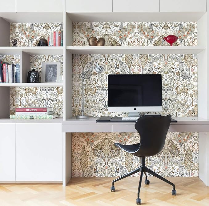 Victorian Botanical Peel and Stick Wallpaper, Vintage Bird Wallpaper | Thick Vinyl Wallpaper with Self-Adhesive Backing, Perfect for Home Decor and Accent Walls - Image 4