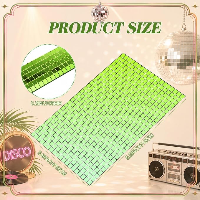 7200 Pieces Light Green Disco Mirror Tile Self-Adhesive Mirrors Mosaic Tile - Image 2