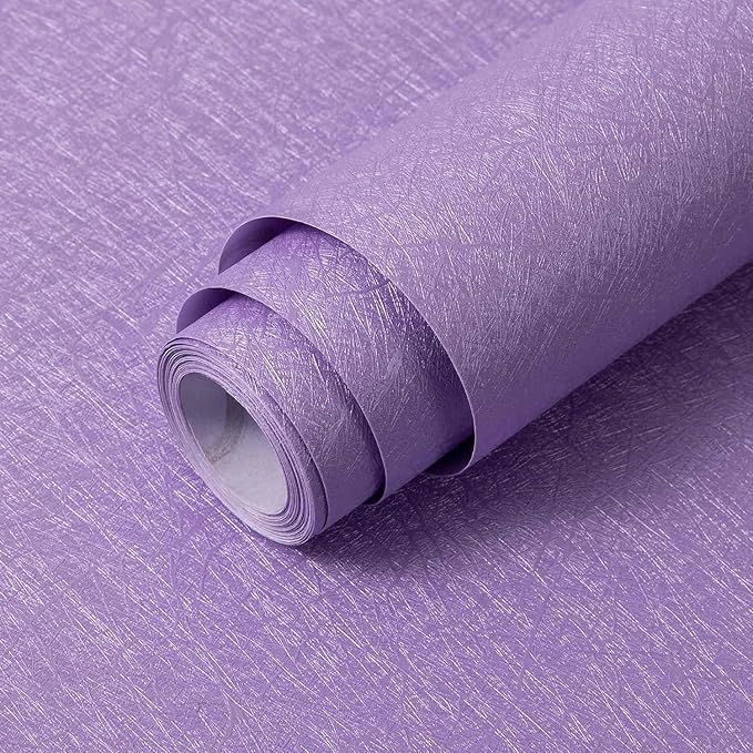 Purple Peel and Stick Self Adhesive Wallpaper Countertop Contact Paper | Removable Embossed Silk Waterproof Bathroom Wallpaper 15.7" X 196.8" Kitchen Vinyl Wrap for Cabinet Shelf Liner Paper by Abyssaly