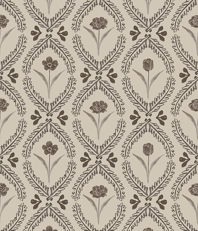 Orainege Vintage Wallpaper Peel and Stick Brown Floral Wallpaper | 16.9in x196.8in Vinyl Removable Self Adhesive Botanical Wallpapers for Bedroom Living Room Décor by Orainege