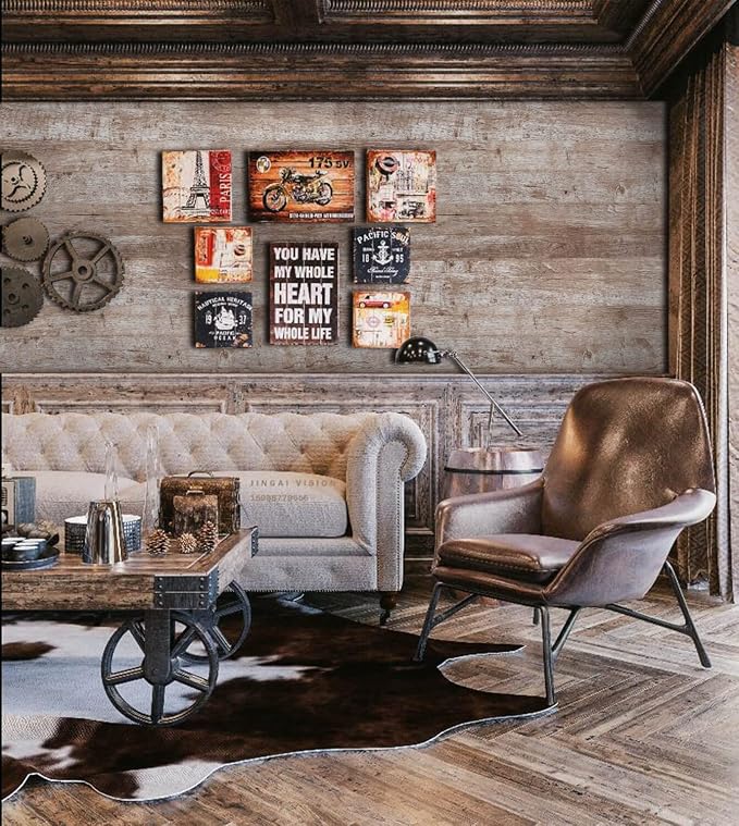 Dimoon Wallpaper 118" x17.7''Wood Wallpaper Brown Thicken Grey Dark Wood Contact Paper Gray Brown Wood Plank Wood Peel and Stick Wallpaper Removable Rustic Wood Grain Self Adhesive Cabinet Vinyl Roll - Image 7