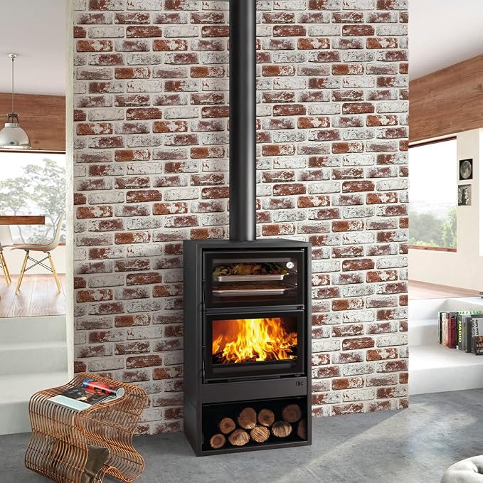 Commomy Faux Brick Panels Peel and Stick Wall Stickers 10 Pcs 11.8" x 11.8" | Small Size Thin PVC Red Fake 3D Brick Wallpaper for Kitchen,Fireplace,Home Office,Wall Covering Decor(Covers 9.7 sq.ft) - Image 8