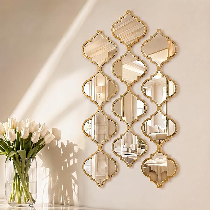 12Pcs Acrylic Mirrors for Wall Decor - Moroccan Wall Stickers Yellow by ZYApril