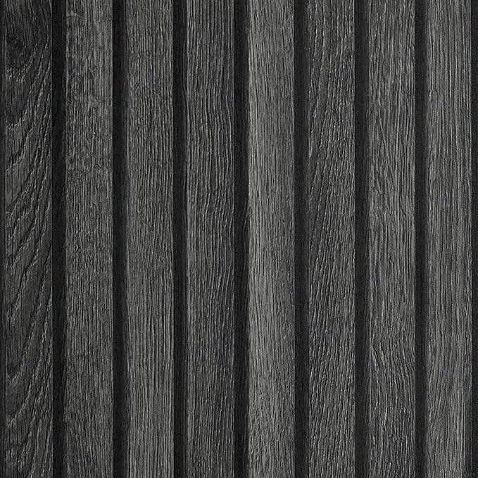 YENHOME Black Wood Slat Peel and Stick Wallpaper 17.7X10 ft Removable Faux Wood Contact Paper Renter Friendly Waterproof No Residue Decor for Bedroom Accent Wall Cabinet Furniture Kitchen Bathroom by Yenhome