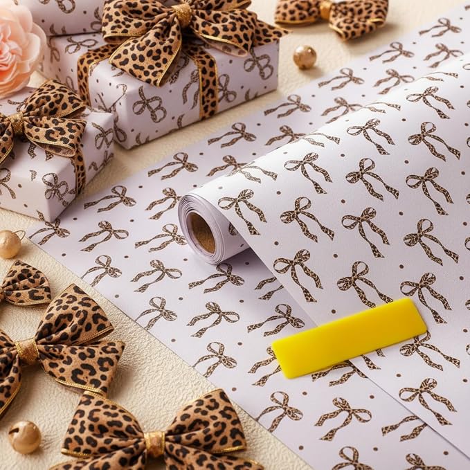 Drydiet Leopard Bow Print Wallpaper Peel Stick Contact Paper 15.8 x 118.1 | Self Adhesive, Cheetah Print Design, Easy Apply Remove, Wall Sticker for Home Locker Dorm Classroom Living Room Decor - Image 3