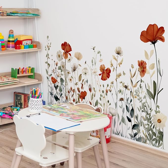 Flower Wall Decals - Peel and Stick Large Floral Flowers Wall Stickers,Removable Flower Home Decor Art for Kids Living Room, Bedroom, Nursery Decor Wall Corner Decor (Large Flower Wall Decals) - Image 5