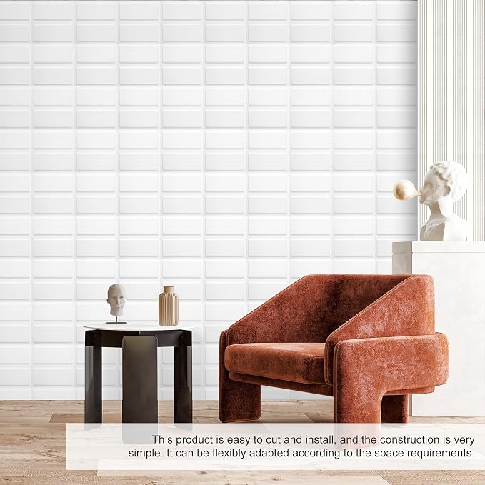 12 Pack 3D Wall Panels for Interior Wall Decor, Accent Wall Panels for Office Living Room Bedroom Hotel Lobby, 12''x12'' Fiber Chocolate Wallpapers Cover 12.Sq.Ft（White） - Image 7