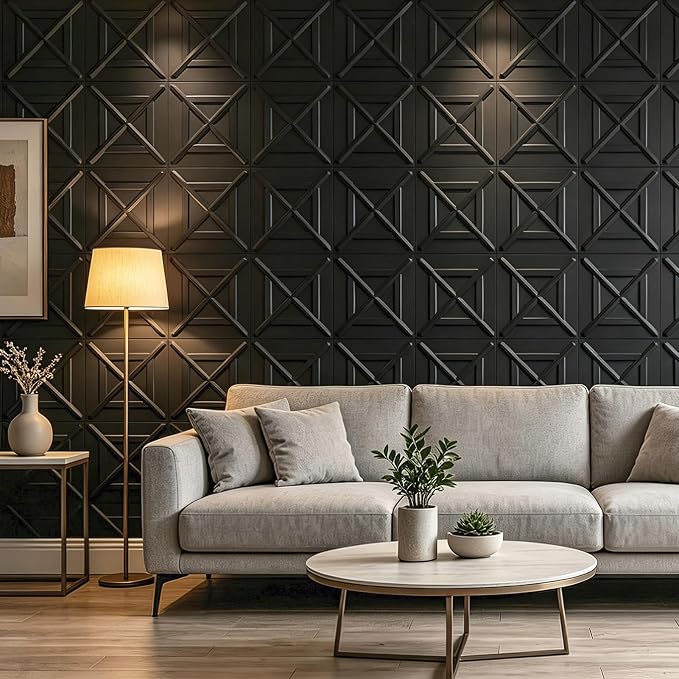 Art3d X-Shape Decorative 3D Wall Panels, 11.8 x 11.8 in, 33-Pack, Black | PVC, Lightweight, Waterproof, Peel and Stick, Easy to Install, Durable, Flexible, Decorative, Ideal for Living Room, Bedroom - Image 2