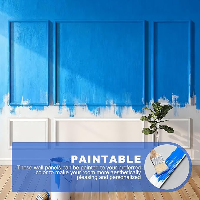 RELIANCER Peel and Stick Wall Molding Kit,34PCS Pre-Cut Door Molding Panels,3D Moulding Wainscoting Panel,Self Adhesive Walls Moulding Trim,Wall Modular Frames for Interior Walls Decor Home Bedroom - Image 9