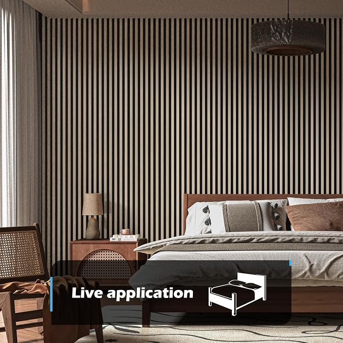 Art3d 2-Pack 94.5" x 24" Acoustic Wood Panels for Wall, 31 sq.ft Soundproof Wood Slat Panels, 3D Fluted Sound Absorbing Paneling for Interior Wall Decor, Living Room, Bedroom - Brown Oak - Image 2