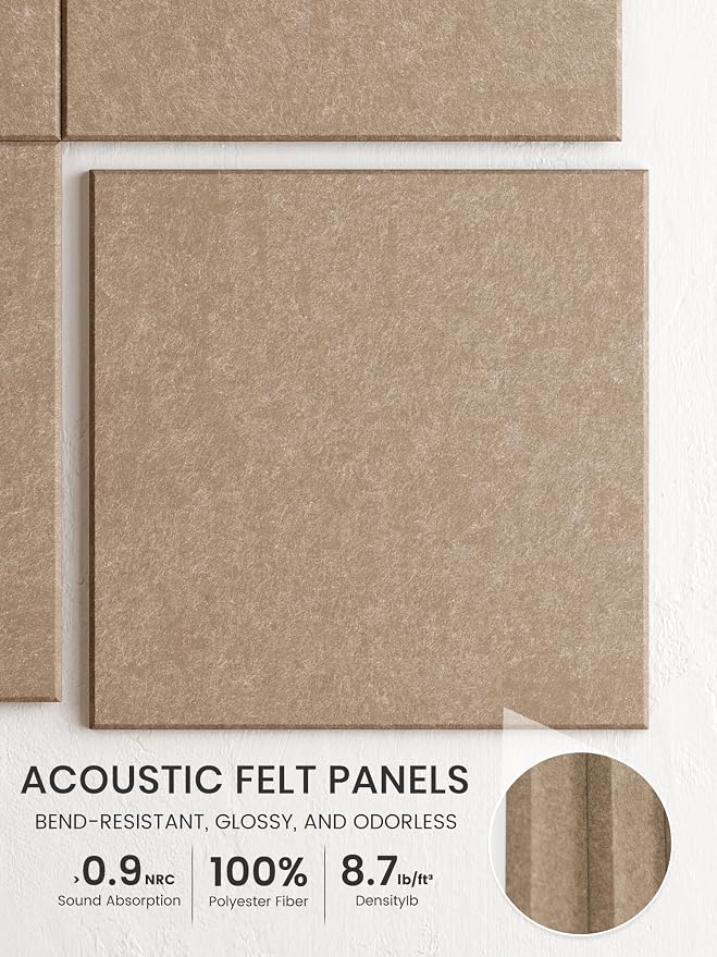 Bumusty 36"x 24" Large Felt Bulletin Board Tiles, Taupe | 6-Pack Cork Board Alternative, Wall Decor, 30 Pushpins, 30 Adhesive Tabs, Vision Board, Office, Classroom, Home, Dorm - Image 3