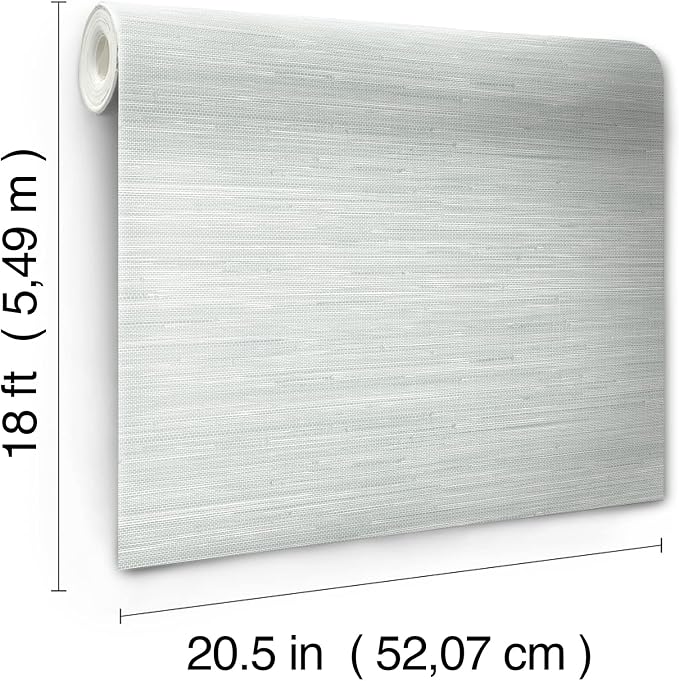 NuWallpaper x Social Social Whisper Blue Classic Faux Grasscloth Peel & Stick Wallpaper - Image 8