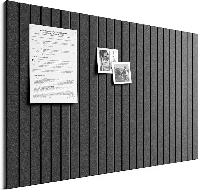 Bumusty 36"x 24" Large Felt Bulletin Board Tiles,Charcoal Gray | 6-Pack Cork Board Alternative, Wall Decor, 30 Pushpins, 30 Adhesive Tabs, Vision Board, Office, Classroom, Home, Dorm by BUMUSTY