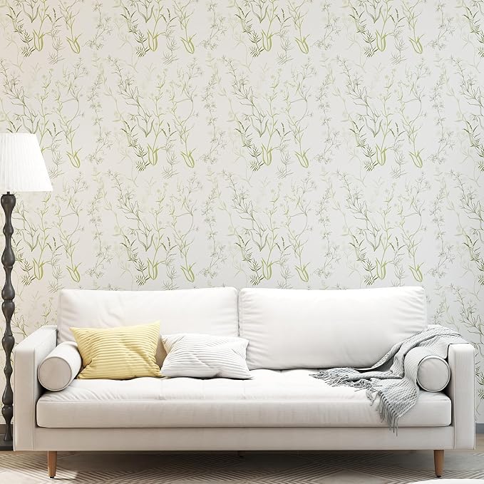 Timeet Floral Peel and Stick Wallpaper Botanical Wildflower Self Adhesive Wall Paper Removable Plant Vine Contact Paper for Living Room Bedroom Accent Decor 17.3" x 120" - Image 3