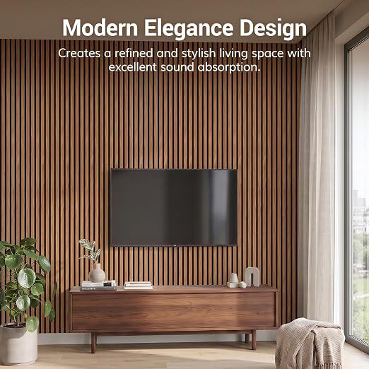 TONOR 4-Pack Wood Slat Panels for Wall Décor, 47.2" x 23.6", 30.94 ft² Wooden Acoustic Panels for Home, Wall Panels for Noise Cancelling and Decoration, Living Room, Office, Dark Teak - Image 6