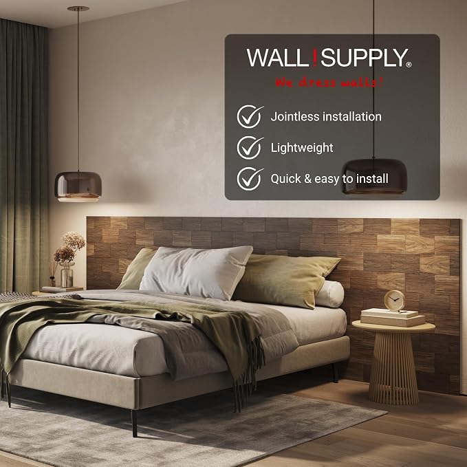 Wall!Supply 3D Wall Panels – Reclaimed Squared Asian Teak Wood – Home Decor Wallpaper Alternative for Living Room, Bedroom & Office – Easy DIY Installation – 10 Pack, Covers 9.68 Sq Ft | Real Reclaimed Asian Teak, Wallpaper Alternative, Easy DIY Instal... - Image 2